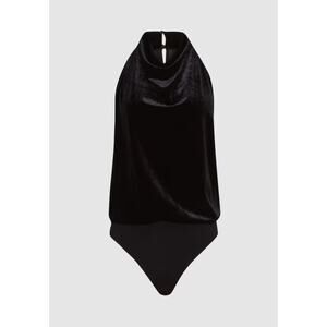 Reiss Kimberley Sleeveless Velvet Bodysuit in Black size L